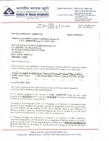 Bureau of Indian Standards Certificate